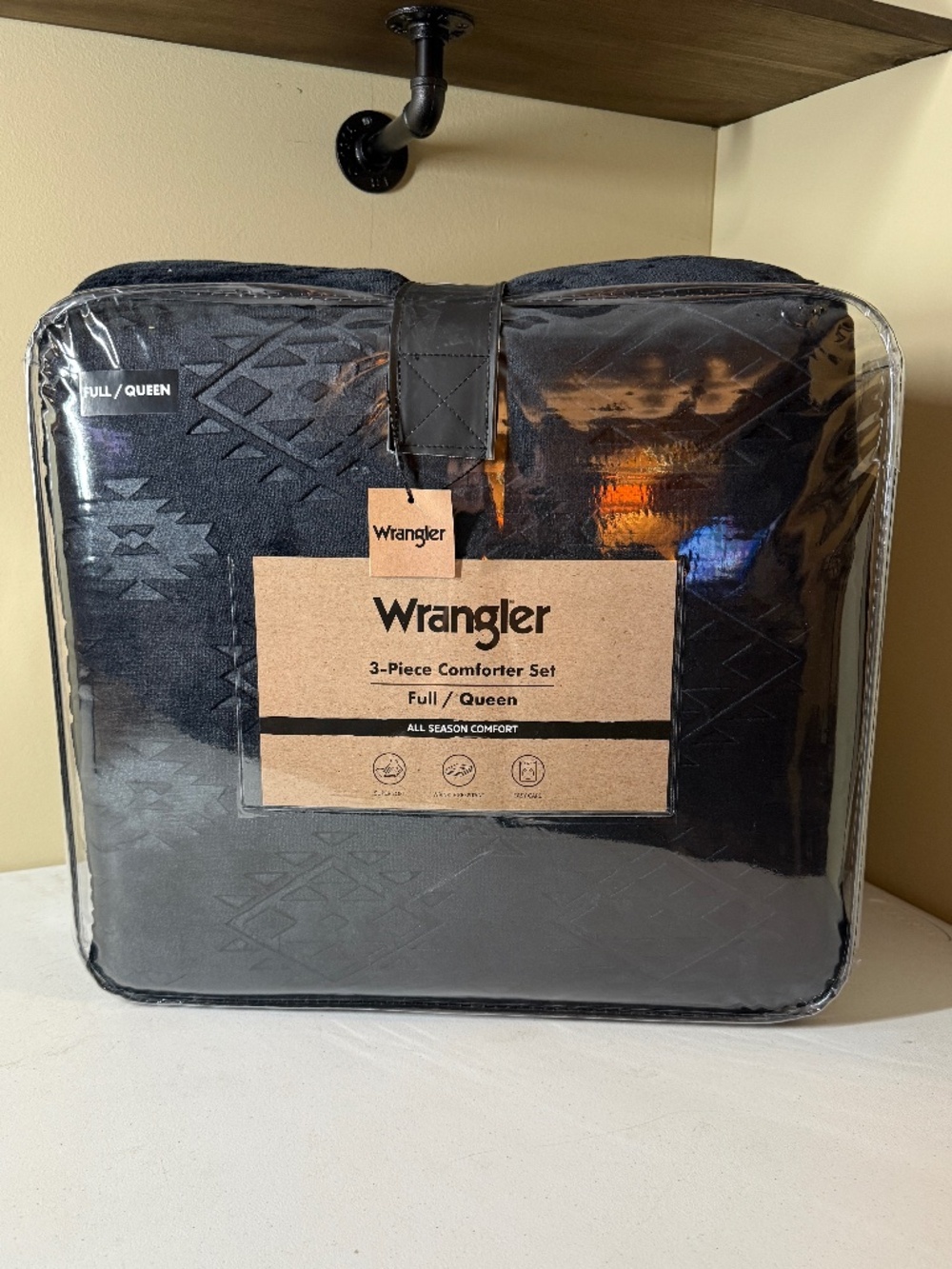 Wrangler Black Aztec Comforter Set FULL/QUEEN Size Soft Plush 3 Piece Set